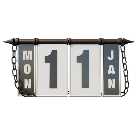 January 11 Monday  3D Illustration