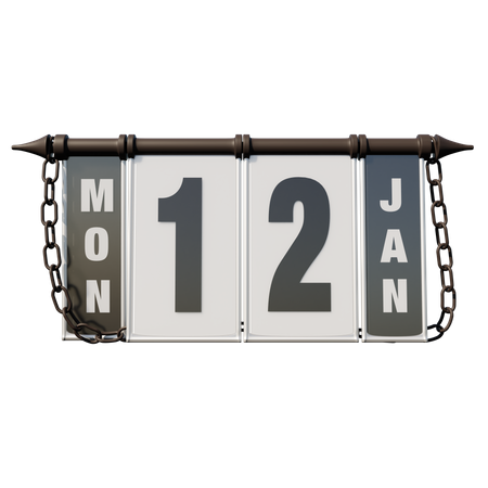 January 12 Monday  3D Illustration