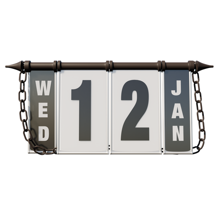 January 12 Wednesday  3D Illustration