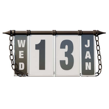 January 13 Wednesday  3D Illustration