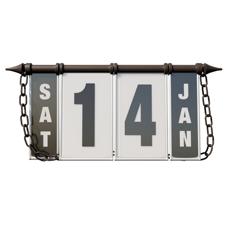 January 14 Saturday  3D Illustration