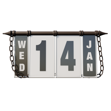 January 14 Wednesday  3D Illustration