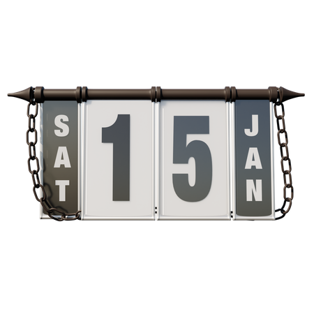 January 15 Saturday  3D Icon