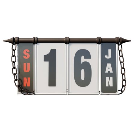 January 16 Sunday  3D Icon