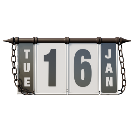 January 16 Tuesday  3D Icon