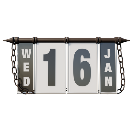 January 16 Wednesday  3D Icon