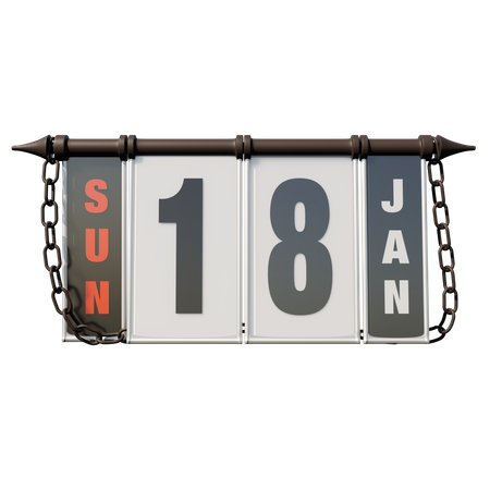 January 18 Sunday  3D Icon