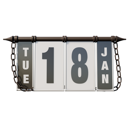January 18 Tuesday  3D Icon