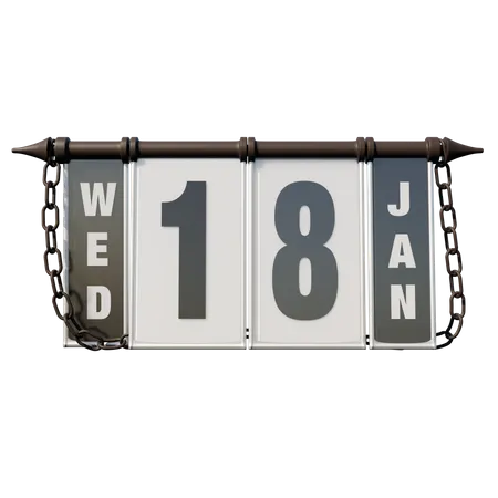 January 18 Wednesday 3D Illustration