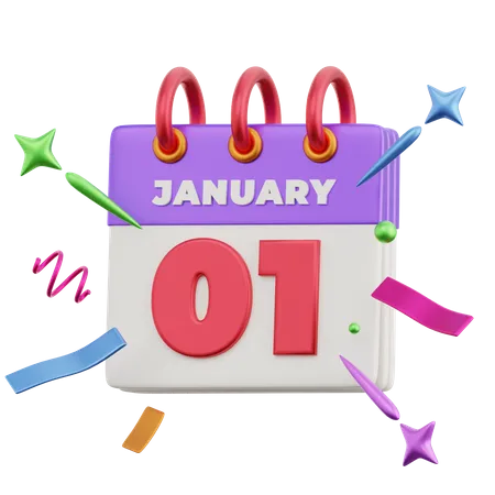 January 1st  3D Icon