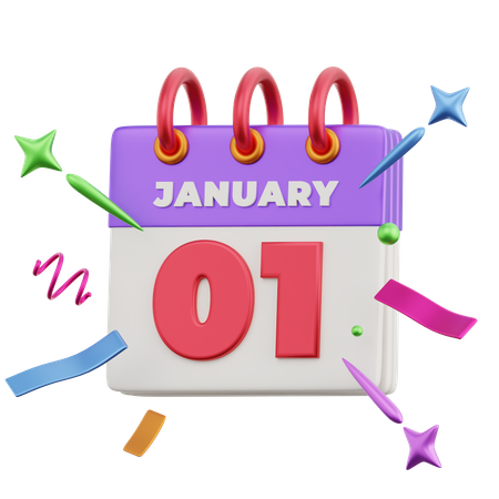 January 1st  3D Icon