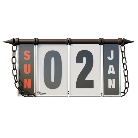 January 2, 2022 Sun  3D Illustration