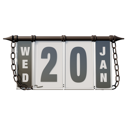 January 20 Wednesday 3D Illustration