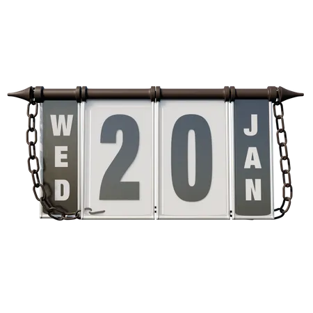 January 20 Wednesday 3D Illustration