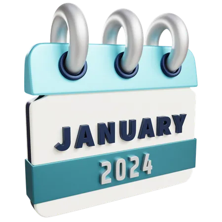 3 D January 2024 With Isolated Background 3D Icon