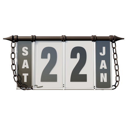 January 22 Saturday  3D Illustration