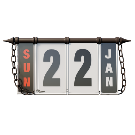 January 22 Sunday  3D Illustration