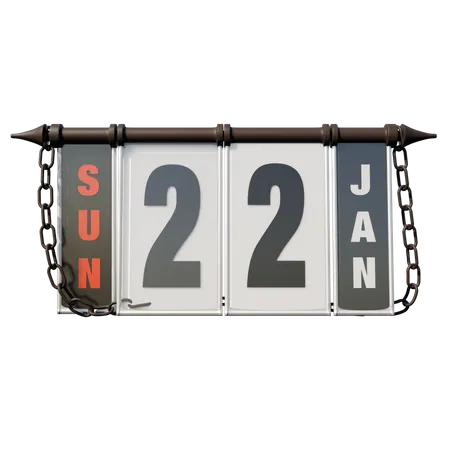 January 22 Sunday  3D Illustration