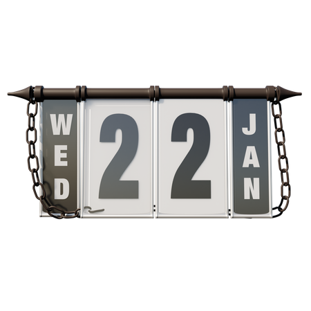 January 22 Wednesday  3D Icon