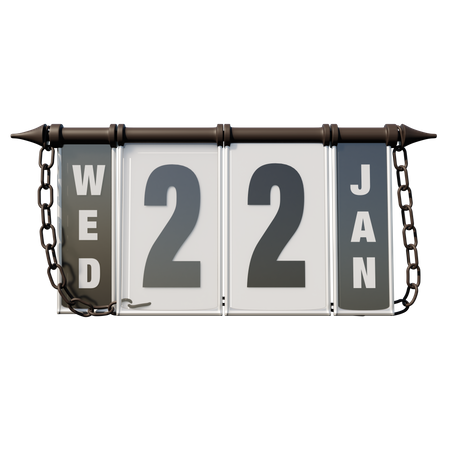 January 22 Wednesday  3D Illustration
