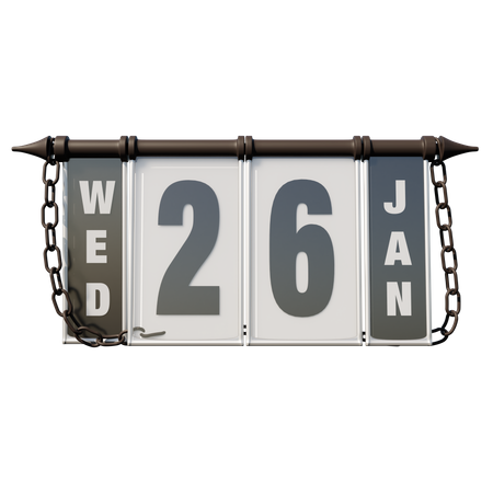 January 26 Wednesday  3D Illustration