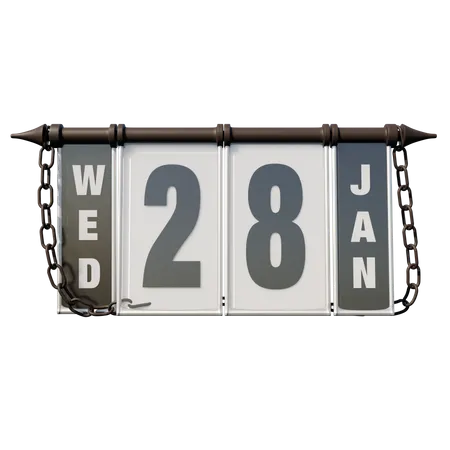 January 28 Wednesday 3D Illustration