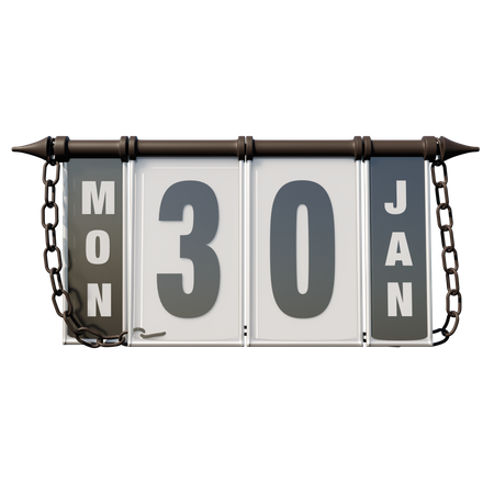 January 30 Monday  3D Illustration