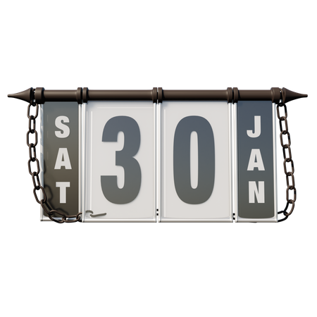 January 30 Saturday  3D Illustration