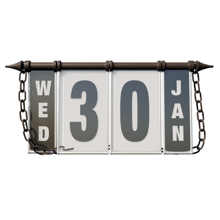 January 30 Wednesday  3D Illustration