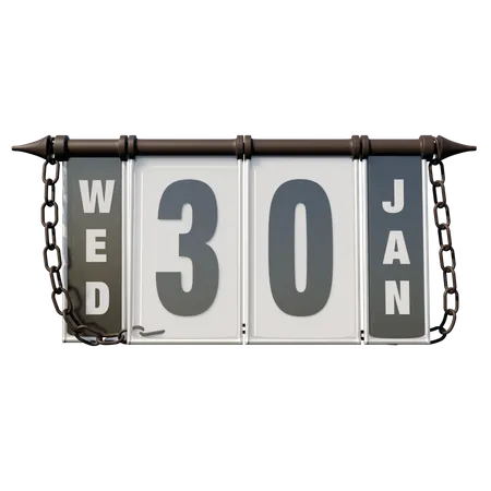 January 30 Wednesday  3D Illustration