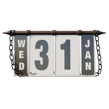 January 31 Wednesday  3D Illustration