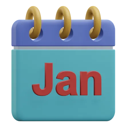 January Calendar 3 D Icon Illustration With Transparent Background 3D Icon