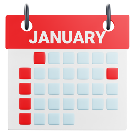 January Calendar  3D Icon