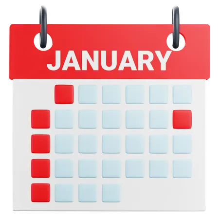 3 D January Calendar Illustration 3D Icon