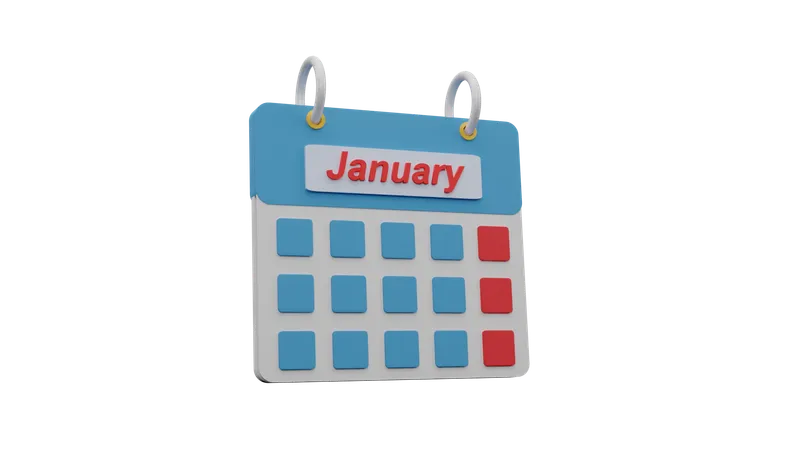 3 D Illustration January Calendar 3D Icon