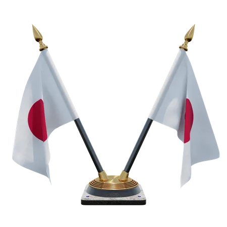 Doppelter Tischflaggenständer für Japan  3D Flag