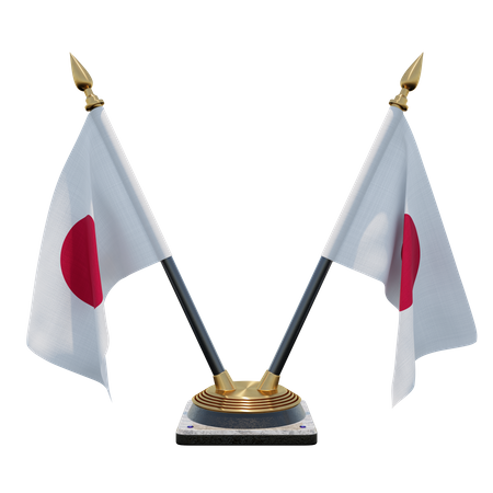 Japan Double (V) Desk Flag Stand 3D Icon