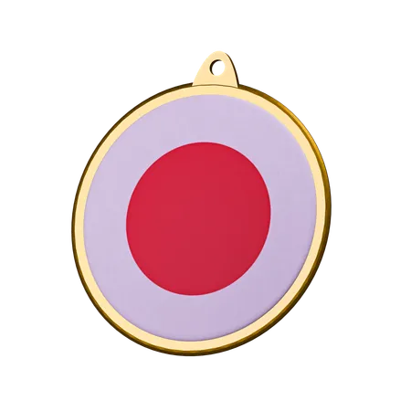 Japan Flag Medal Badge  3D Icon