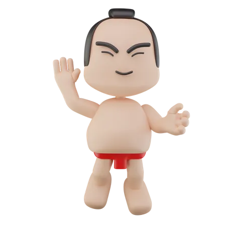 Japanese Sumo Wrestler  3D Illustration