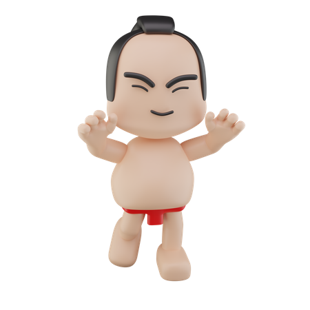 Japanese Sumo Wrestler  3D Illustration