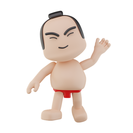 Japanese Sumo Wrestler saying hello  3D Illustration
