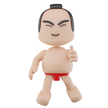 Japanese Sumo Wrestler showing thumbs up  3D Illustration