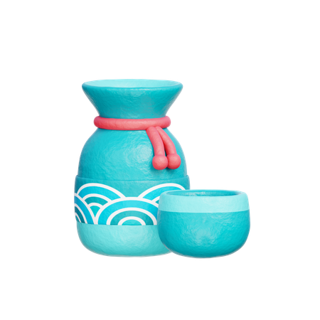 Japanischer Sake  3D Icon