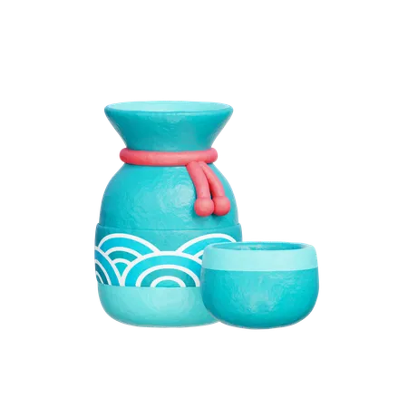 Japanischer Sake  3D Icon