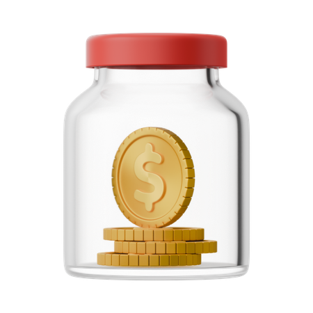 Jar with coins  3D Icon