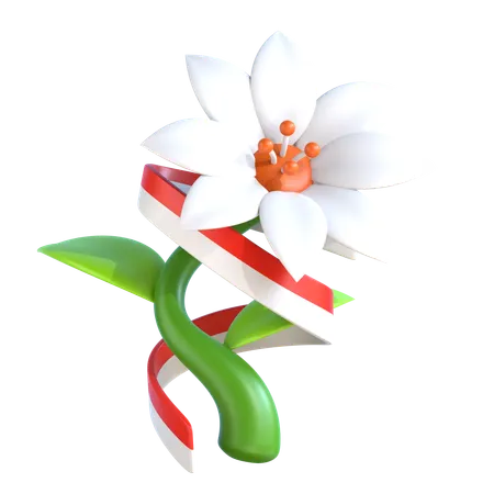 Jasmine with Indonesian Flag  3D Icon