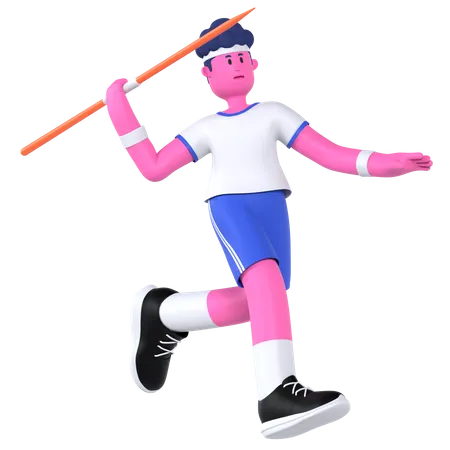 Javelin Player  3D Illustration