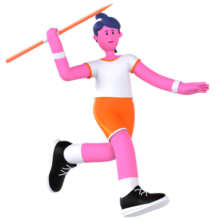 Javelin Player  3D Illustration