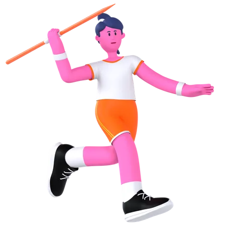 Javelin Player  3D Illustration