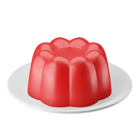 Jelly Gelatin On Plate Western Dessert 3 D Icon Illustration 3D Icon